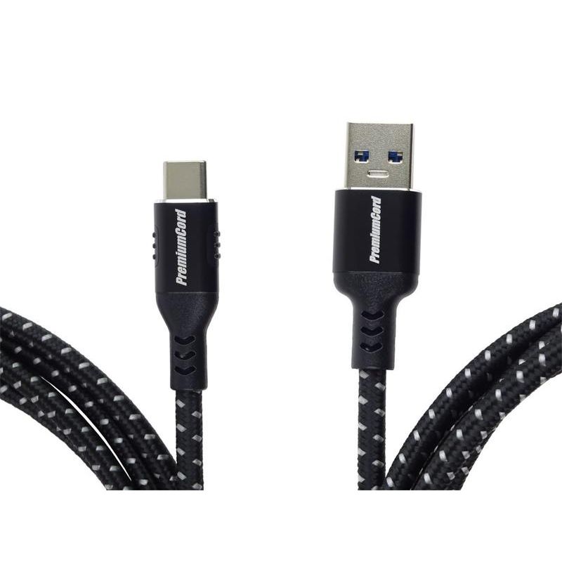 PremiumCord kábel USB-C - USB 3.0 A (USB 3.2 gen1, 3A, 5Gbit/s) bavlnený oplet a hliníkové konektory 1m PremiumCord kábel USB-C - USB 3.0 A (USB 3.2 gen1, 3A, 5Gbit/s) bavlnený oplet a hliníkové konektory 1m