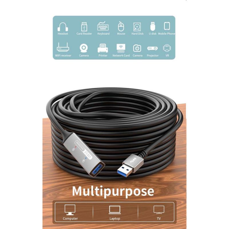 PremiumCord USB 3.2 repeater a predlžovací kábel Male-Female, 5Gbps Aluminium 15m PremiumCord USB 3.2 repeater a predlžovací kábel Male-Female, 5Gbps Aluminium 15m