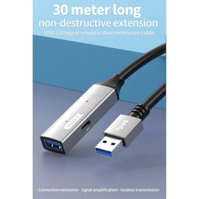 PremiumCord USB 3.2 repeater a predlžovací kábel Male-Female, 5Gbps Aluminium 20m PremiumCord USB 3.2 repeater a predlžovací kábel Male-Female, 5Gbps Aluminium 20m
