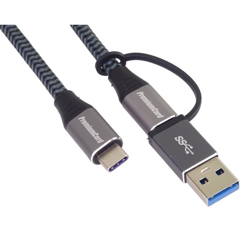 PremiumCord USB-C kábel (USB 3.2 GEN 2x2, 5A, 100W, 20Gbit/s) 2m, bavlnený oplet PremiumCord USB-C kábel (USB 3.2 GEN 2x2, 5A, 100W, 20Gbit/s) 2m, bavlnený oplet