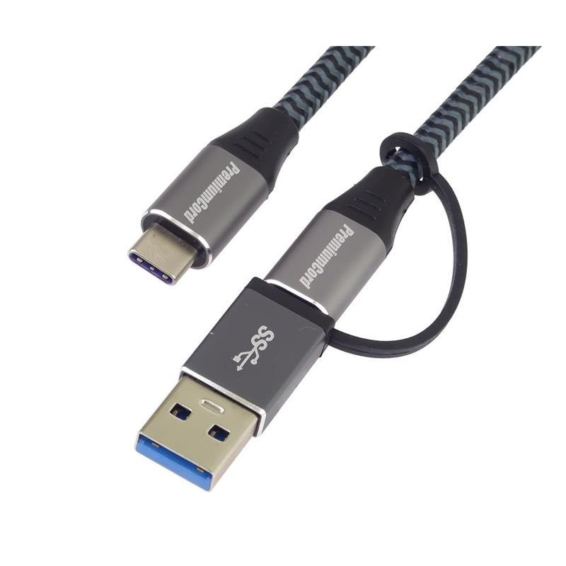 PremiumCord USB-C kábel (USB 3.2 GEN 2x2, 5A, 100W, 20Gbit/s) 2m, bavlnený oplet PremiumCord USB-C kábel (USB 3.2 GEN 2x2, 5A, 100W, 20Gbit/s) 2m, bavlnený oplet