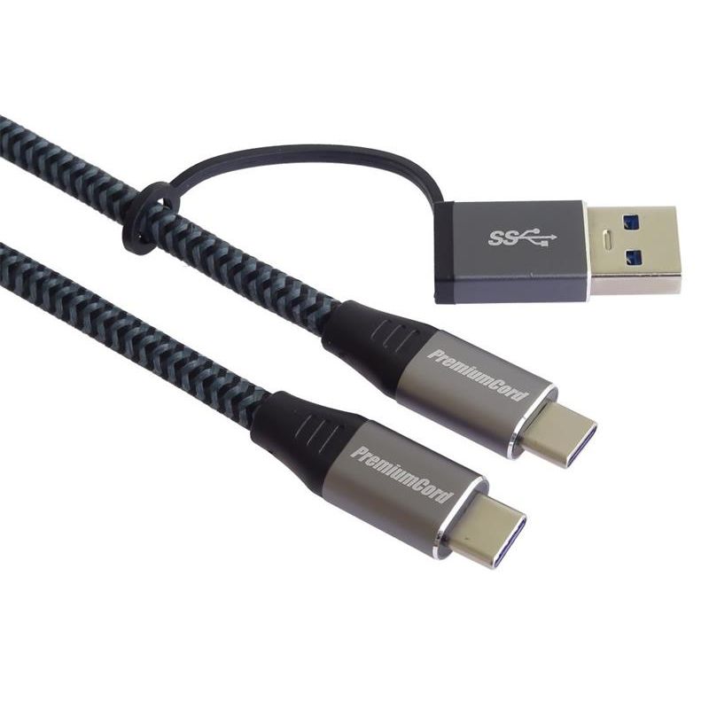 PremiumCord USB-C kábel (USB 3.2 GEN 2x2, 5A, 100W, 20Gbit/s) 2m, bavlnený oplet PremiumCord USB-C kábel (USB 3.2 GEN 2x2, 5A, 100W, 20Gbit/s) 2m, bavlnený oplet