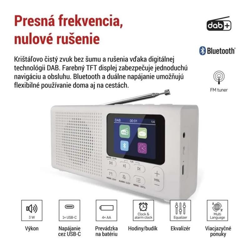 EMOS P-600W, DAB FM BLUETOOTH RÁDIO bílá EMOS P-600W, DAB FM BLUETOOTH RÁDIO bílá