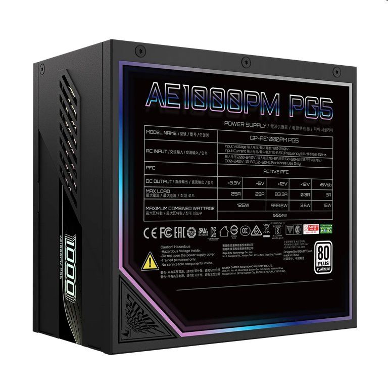 Gigabyte AORUS ELITE P1000W 80+ Platinum Modular PCIe 5 Gigabyte AORUS ELITE P1000W 80+ Platinum Modular PCIe 5
