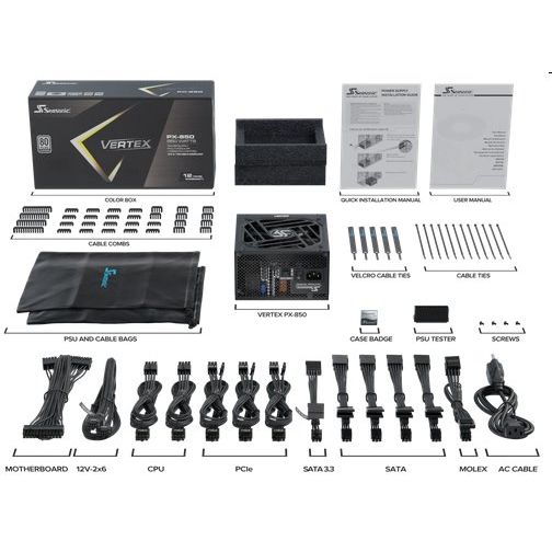 Seasonic VERTEX PX PLATINUM 850W ATX 3.1, PCIe 5.1, modular Seasonic VERTEX PX PLATINUM 850W ATX 3.1, PCIe 5.1, modular