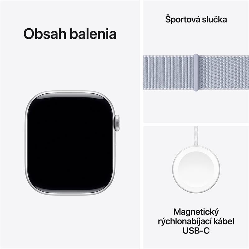 Apple Watch Series 10 GPS 42mm Silver Aluminium Case with Blue Cloud Sport Loop *Rozbalené* Apple Watch Series 10 GPS 42mm Silver Aluminium Case with Blue Cloud Sport Loop *Rozbalené*