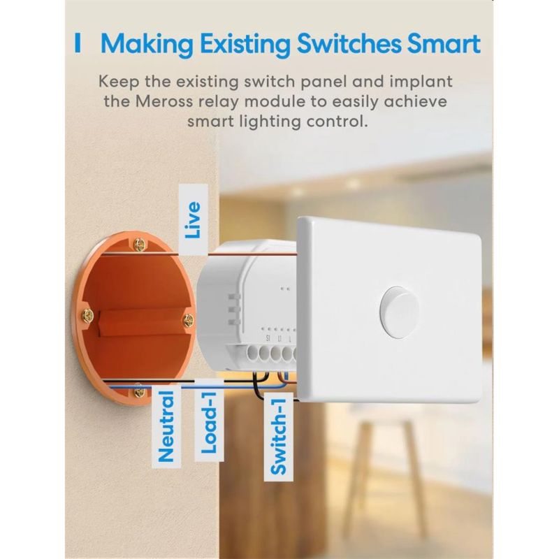 Meross Smart Wi-Fi In-Wall vypinac Neutral Wire Required Meross Smart Wi-Fi In-Wall vypinac Neutral Wire Required