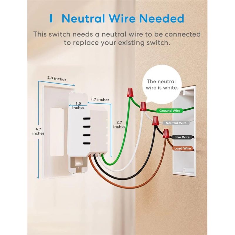 Smart Wi-Fi Wall Switch 1 Gang 1 way Touch Button Neutral Wire Required Smart Wi-Fi Wall Switch 1 Gang 1 way Touch Button Neutral Wire Required