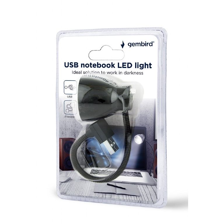 USB lampička k notebooku GEMBIRD NL-02, flexibilný, černá USB lampička k notebooku GEMBIRD NL-02, flexibilný, černá