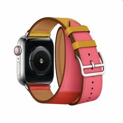 Řemínek z telecí kůže (dlouhý) COTEetCI pro Apple Watch 42/44/45mm, oranžovo/růžový na playgosmart.cz