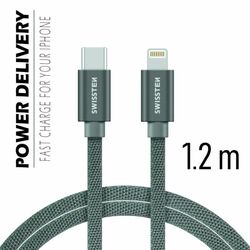 Swissten Data Cable Textile USB-C / Lightning 1.2 m, grey - OPENBOX (Rozbalené zboží s plnou zárukou) na playgosmart.cz