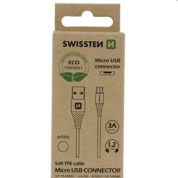 Swissten Data Cable Textile USB / Micro USB 1.2 m, bílý, eco balení Swissten Data Cable Textile USB / Micro USB 1.2 m, bílý, eco balení na playgosmart.cz