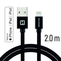Datový kabel Swissten textilní s certifikací MFI, Lightning konektorem a podporou rychlonabíjení, Black Datový kabel Swissten textilní s certifikací MFI, Lightning konektorem a podporou rychlonabíjení, Black na playgosmart.cz