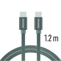 Datový kabel Swissten textilní s USB-C konektory a podporou rychlonabíjení, Grey Datový kabel Swissten textilní s USB-C konektory a podporou rychlonabíjení, Grey na playgosmart.cz