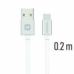 Datový kabel Swissten textilní s USB-C konektorem a podporou rychlonabíjení, Silver Datový kabel Swissten textilní s USB-C konektorem a podporou rychlonabíjení, Silver na playgosmart.cz