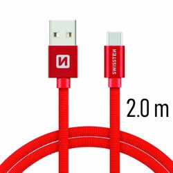 Datový kabel Swissten textilní s USB-C konektorem a podporou rychlonabíjení, Red Datový kabel Swissten textilní s USB-C konektorem a podporou rychlonabíjení, Red na playgosmart.cz