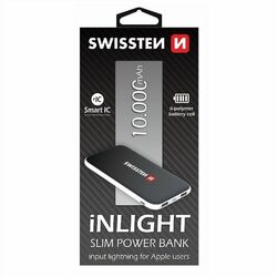 Powerbank Swissten Slim 10000 mAh s lightning vstupem pro nabíjení, černý na playgosmart.cz