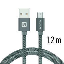 Datový kabel Swissten textilní s Micro-USB konektorem a podporou rychlonabíjení, Grey na playgosmart.cz