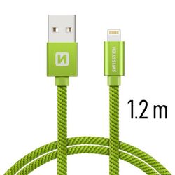 Datový kabel Swissten textilní s Lightning konektorem a podporou rychlonabíjení, Green na playgosmart.cz