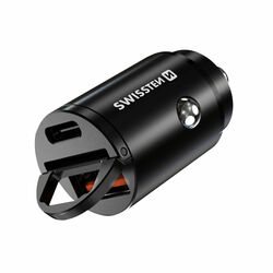 CL Adapter Swissten Power Delivery USB-C + Super Charge 3.0 30 W, černý