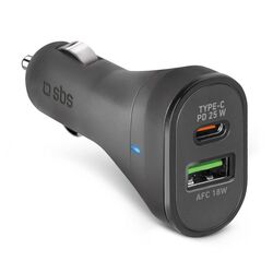 SBS Autoadaptér USB/USB-C, PD, 25 W, černá