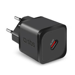 SBS Cestovní adaptér Mini USB-C, GaN, 30 W, PD, černá