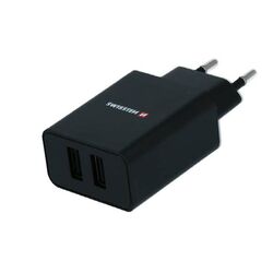 Sítóvý  Adaptér Swissten Smart IC 2x USB 2,1A Power + Datový kabel USB / Lightning MFi 1,2 m, černý