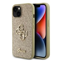 Guess PU Fixed Glitter 4G Metal Logo Zadní Kryt pro iPhone 13 gold