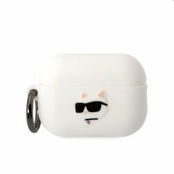 Karl Lagerfeld 3D Logo NFT Choupette Head silikonový obal pro Apple AirPods Pro 2, bílý