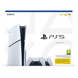 PlayStation 5 (Model Slim) + Bezdrátový ovladač PlayStation 5 DualSense, bílý