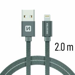 Datový kabel Swissten textilní s Lightning konektorem a podporou rychlonabíjení, Grey na playgosmart.cz