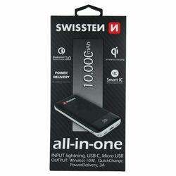 Powerbank Swissten All-In-One 10.000 mAh, černý